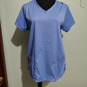 Strictly Scrubs Womens Top Blue V-Neck